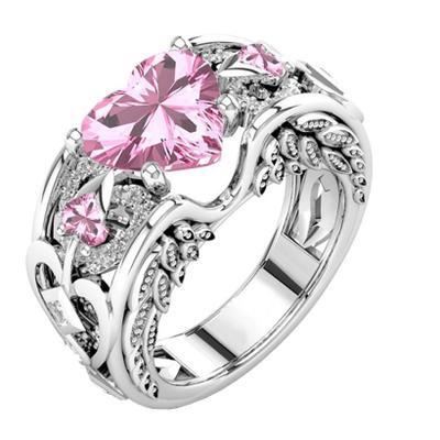 New style 925 sterling silver fashion heart-shaped ruby engagement ring Stainless steel trend individual women's ring wholesale