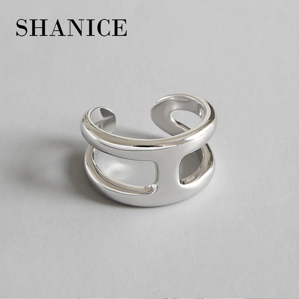 SHANICE 925 Silver Cross Ring Anillos Jewelry Vintage INS Simple Letter H Girlfriend Gift Cincin Haut Femme Rings for Women