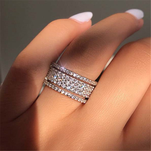 Exquisite Bridal Wedding Rhinestone Ring Princess engagement rings for women wedding rings sets diamond ring 2020 hot sale