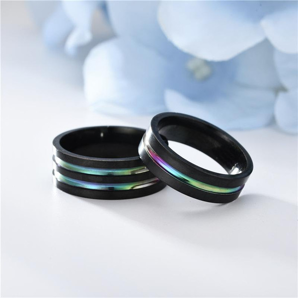 Stainless steel rainbow ring Black groove mens rings luxury designer jewelry women rings luxury designer jewelry women rings fashion 080524