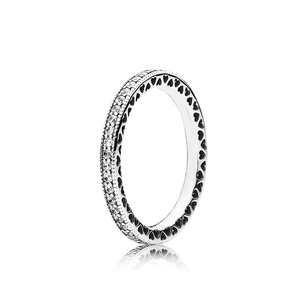 Real Silver Womens Diamond Ring with Original box Fit Pandora Style Charm 925 Sterling Silver Ring Valentine's Day Gift