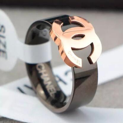 brand new high quality Black Color Rose gold filled Rings fashion Designer C Letter Rings For Women Wholesale Price