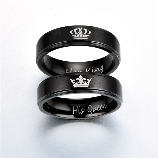 2018 New Fashion DIY Couple Jewelry rings Her King and His Queen Stainless Steel Wedding Rings for Women Men size 6-14