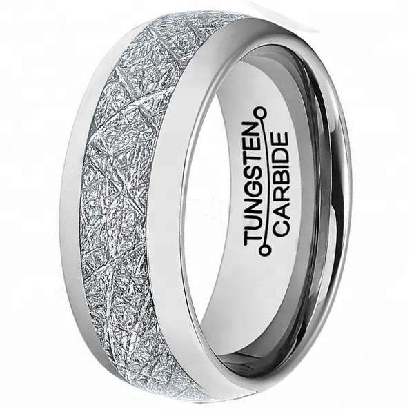 6mm Mens & Womens Tungsten Carbide Meteorite Inlay Wedding Band Finger Ring