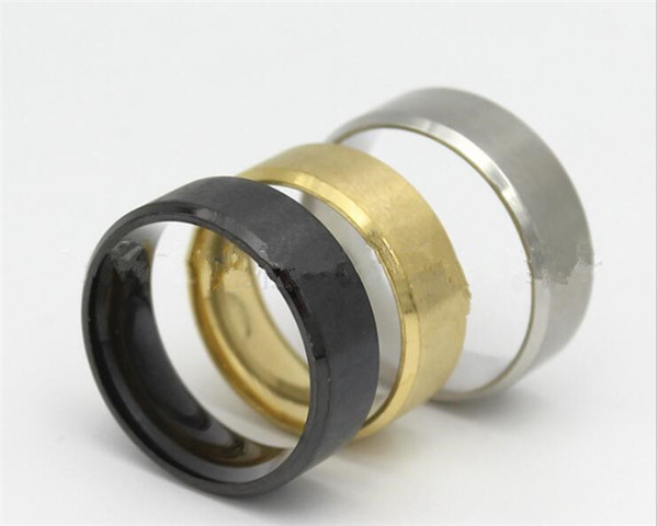 8MM Stainless Steel Ring Band Titanium Silver Black Gold Men Wedding engagement Rings J139