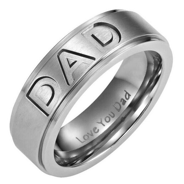 Fashion Jewelry Father's Day Gift Engraved Love You Dad Stainless Titanium Steel Band Father's Ring Best Unique Gifts For Father Mens