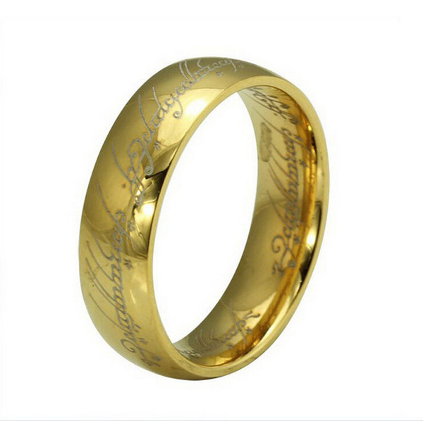 Hot Selling Fashion Men Women'6mm Stainless Steel Lord Of The Rings Ring The Hobbit Gold One Rings Magic Rings Gift MR17