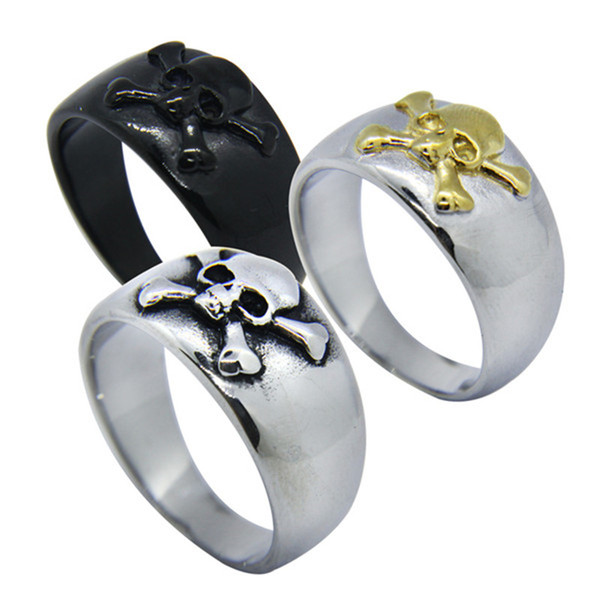 5pcs/lot Newest Design Unisex Golden Black Silver Skull Ring 316L Stainless Steel Fashion Jewelry Popular Biker Ring