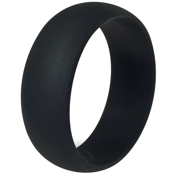 8MM Size 7-15 Black Silicone Ring Band Hypoallergenic Rubber Wedding Outdoor Party Crossfit Flexible Sports Fishing