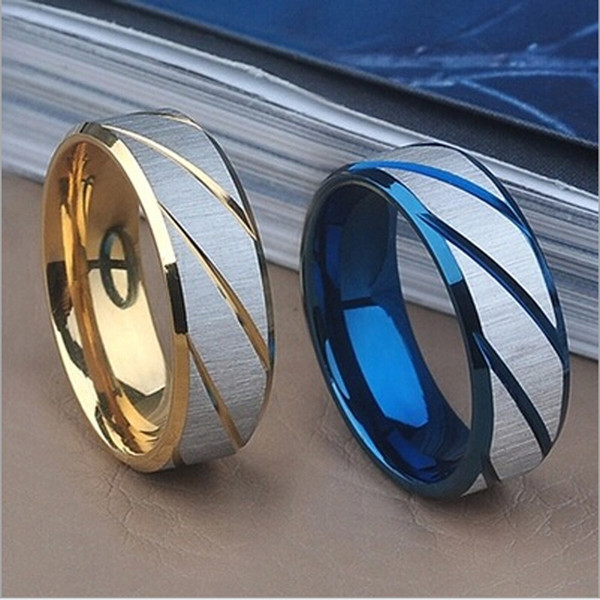 New Arrivals European and American Popular Stainless Steel Wedding Rings For Women & Men Top Quality Gold and Blue Color The Lowest Pirce