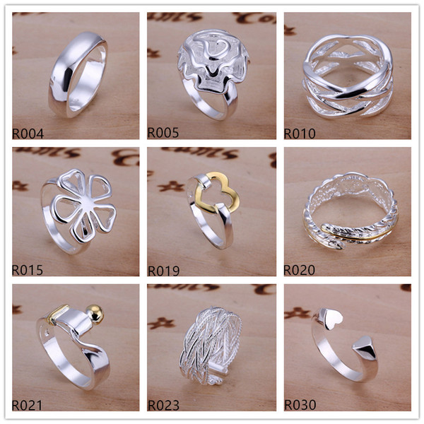 10 pieces diffrent style sterling silver rings DFMR2,wholesale fashion 925 silver ring factory direct sale