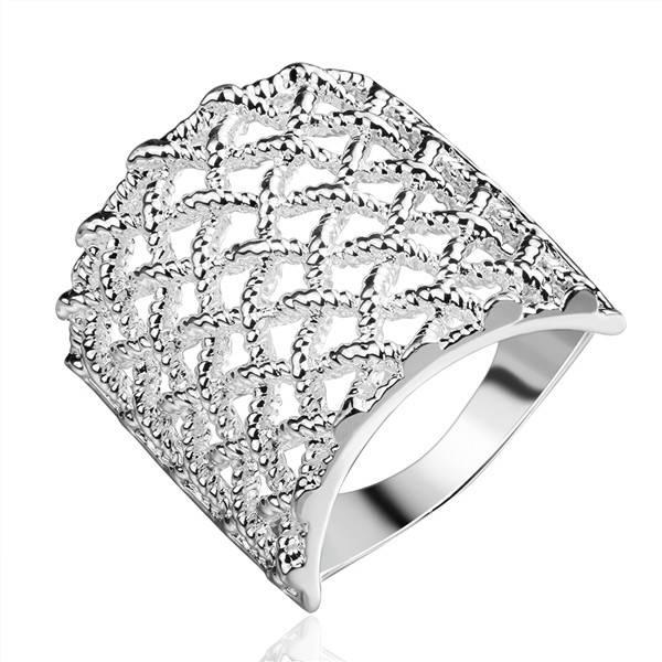 fashion design Square grid sterling silver finger ring fit women,wedding 925 silver rings Solitaire Ring Band Rings ER543