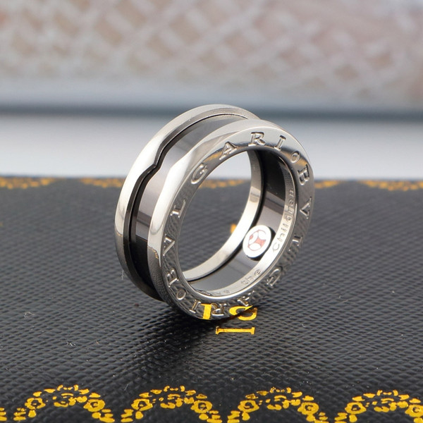 hot sale 316L Titanium steel band rings with black ceramic Size 5-9# for Women and Men brand jewelry wedding gift drop shipping PS6486