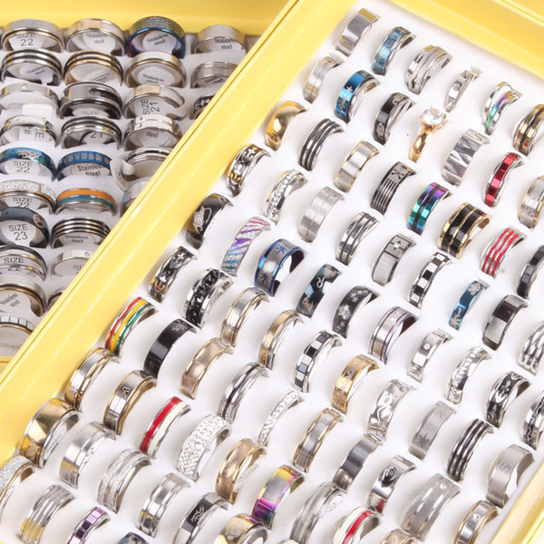 Wholesale Fashion 10 pcs mixed lots stainless steel rings Fashion jewelry party rings weeding ring Random style Jewelry