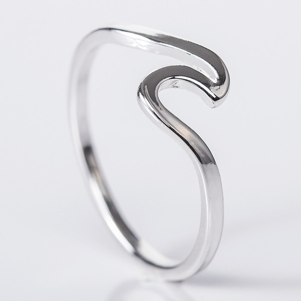 Fashion Ocean Wave Silver Rose Gold Ring Summer Beach Sea Surfer Personality Jewelry