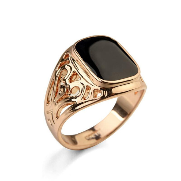 New Brand Hot Selling Classic Men Finger Ring 18k Gold Plated Fashion Jewelry Black Ring Man Free Shipping