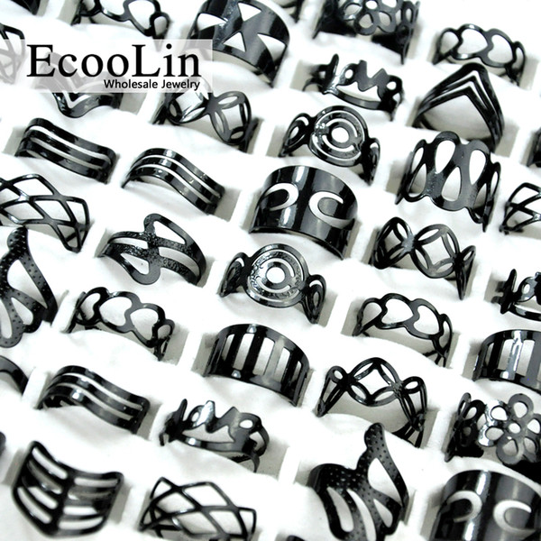 EcooLin Jewelry Vintage Black Zinc Alloy Gypsy Adjustable Finger Tattoo Rings Toe Ring Lots For Women Men Bulk Jewelry Lots Mix Style BK4010