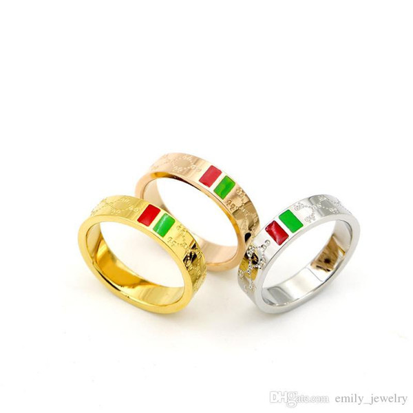 316L Stainless Steel fashion Jewelry G Love rings for woman man jewelry lover rings 18K Gold-color and rose Jewelry green gold plated Bijoux