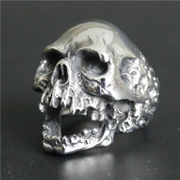 2016 Mens Walking Evil Skull Ring 316L Stainless Steel Men Boys Silver Cool Man Biker Ring