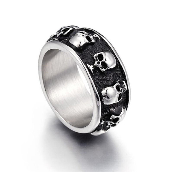 Cool Skull Titanium Men Band Finger Rings 2019 Fashion Rock Punk Male Jewelry Rings Accessories