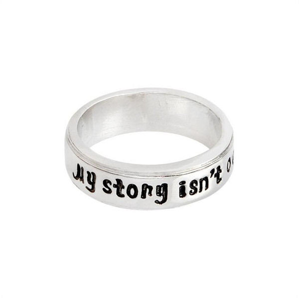 Fashion Silver Plated Semicolon Handstamped Ring Letter 