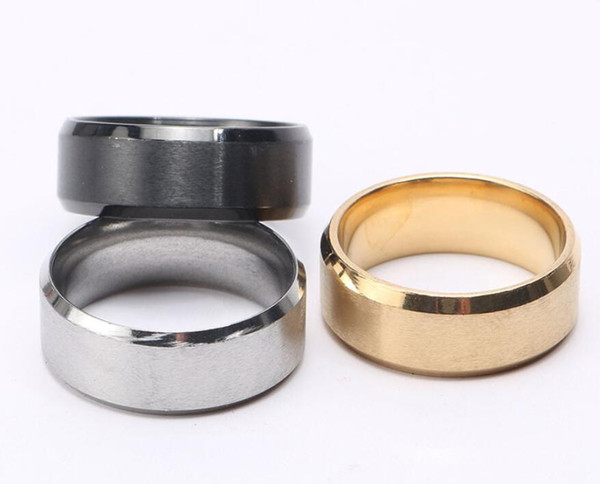 HOT Jewelry 8MM Stainless Steel Ring Band Titanium Silver Black Gold Men Size 6 to 13 Wedding engagement Rings