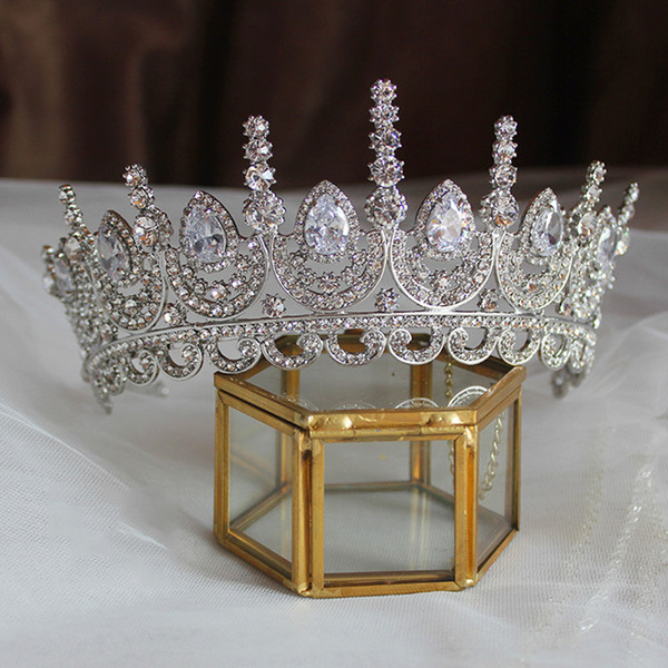 Himstory Noble Beauty Princess Tiara Cubic Zircon Wedding Bridal Crown Rhinestone Pageant Crown For Brides Headbands