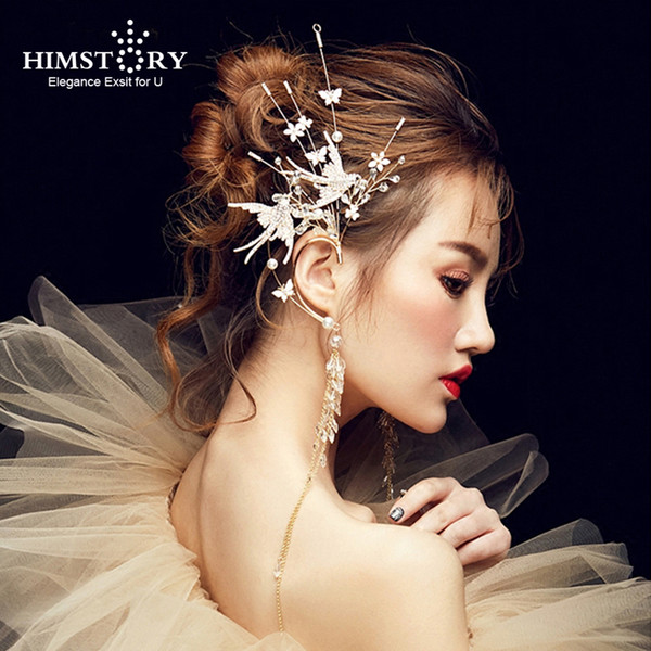 Himstory High End Crystal Long Women Bird Tassel Hanging Ear Accessories Girl Evening Hair Jewelry Wedding Accessories