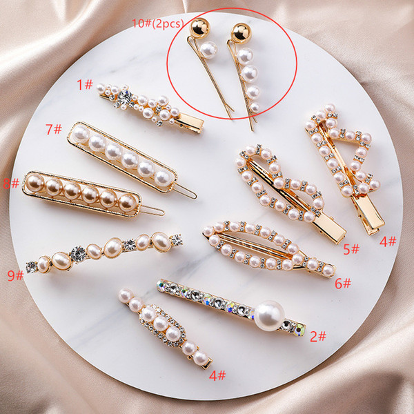 5PCS Rhinestone Crystal Hair Clip Pearl Barrette Hair Clips Pins for Girls Women Lady Bridal Wedding Hair Accessory