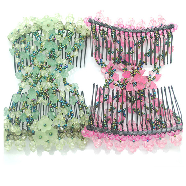 Fashion Women Morning Glory Flower Hair Clips Ez Stretch Double Combs Clip for Bridal Wedding Hair Accessories