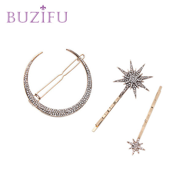 BUZIFU 3 PC/Set New Fashion Women Hairpins Girls Star Heart Hair Clip Delicate Pin Hair Decorations Jewelry Accessories UD210