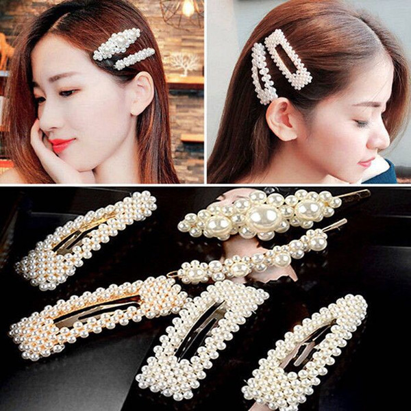 Fashion Pearl Hair Clip for Women Elegant Korean Design Snap Barrette Stick Hairpin Hair Styling Accessories