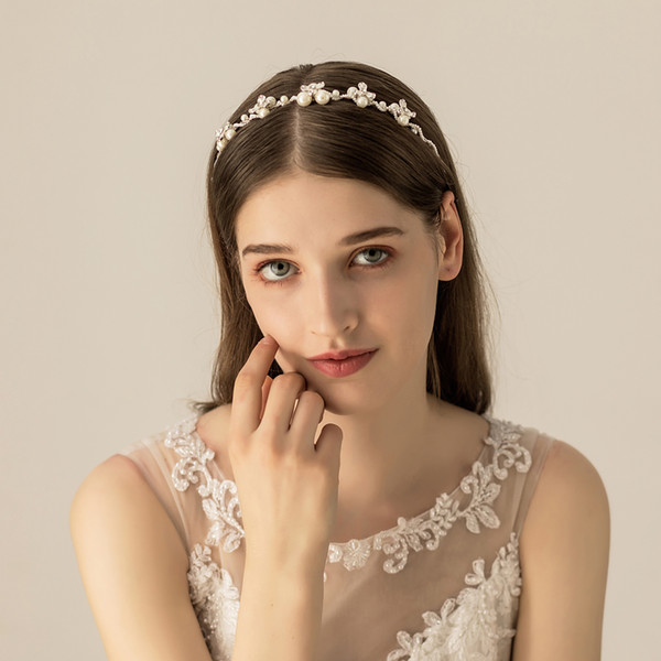 Handmade Pearls Crystals Wedding Headband 2019 New Fashion Luxury Bridal Hair Jewelry Girls Pageant Party Headpiece H275