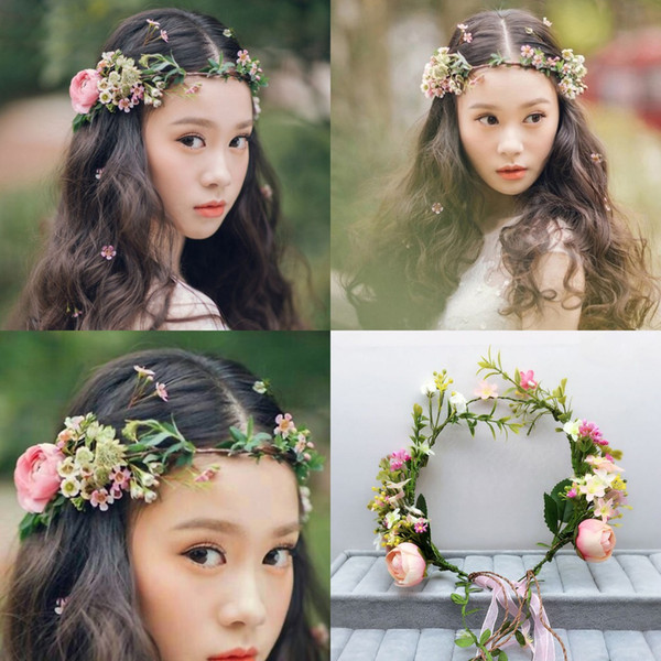 Bohemian Sen Style Flower Headbands Hand Made Flower Floral Headwear For Girl Charming Bridal Hair Accessories Festival Free Shipping