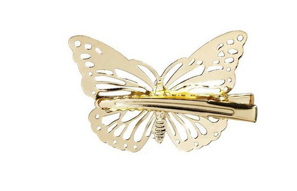 Classic women's hollow out butterfly hairpin hair clips bride wedding party barrettes Hair Jewelry gold silver drop shipping