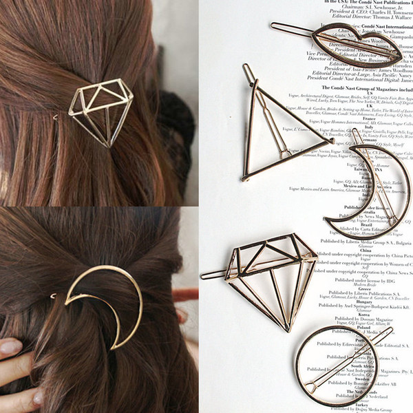 Elegant Hollow Alloy Sliver&Gold Plated 16 Styles Hairpin Unicorn Mouth Barrettes Hair Clips for Girls Ladies Women