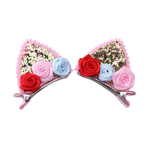 2pcs Cute Hairpin Girls Flower Glitter Sequins Hair Clip Kids Birthday Party Hair Accessories Ornaments Headwear barber accessor