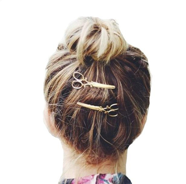 1PC Hair Clip Hot Sale Women Headwear Casual Scissors Pattern New Fashion Hair Clip Barrettes Apparel Accessories 8277