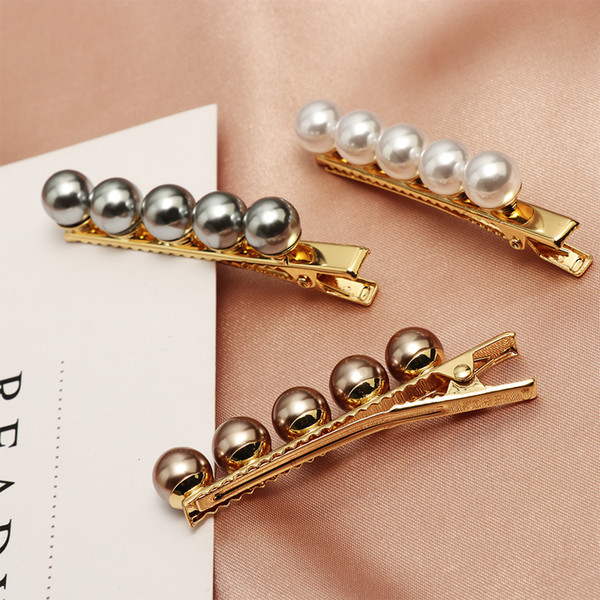 Women Girls Pearl Hair Clips Korean Sweet Hairpins Barrette Bobby Pin Ladies Simple Metal Hairgrip Headwear Hair Accessories