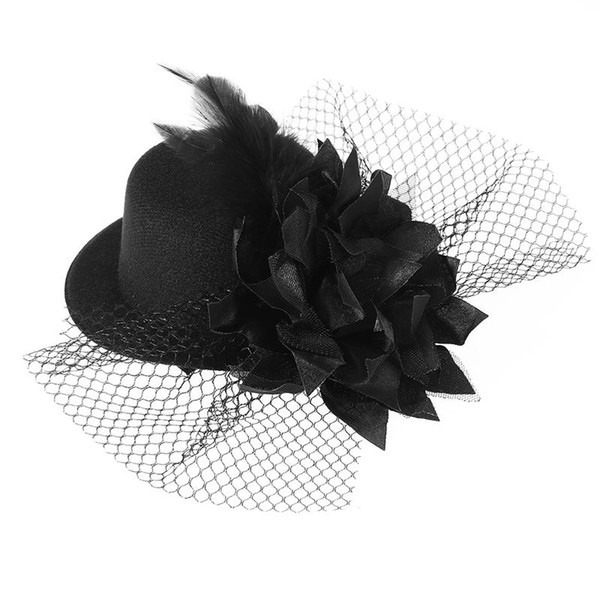 Vintage Feather Flower Elegant Top Hat-shaped Costume Accessories Hair Clips for Wedding Prom Photography Dancing Party