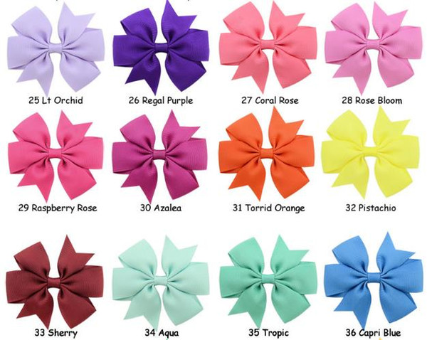 Amazon hot sale of 40 six ear solid color ribbed ribbon fish tail bow hair clip hair accessories for children headwear DHL SHIPPIN