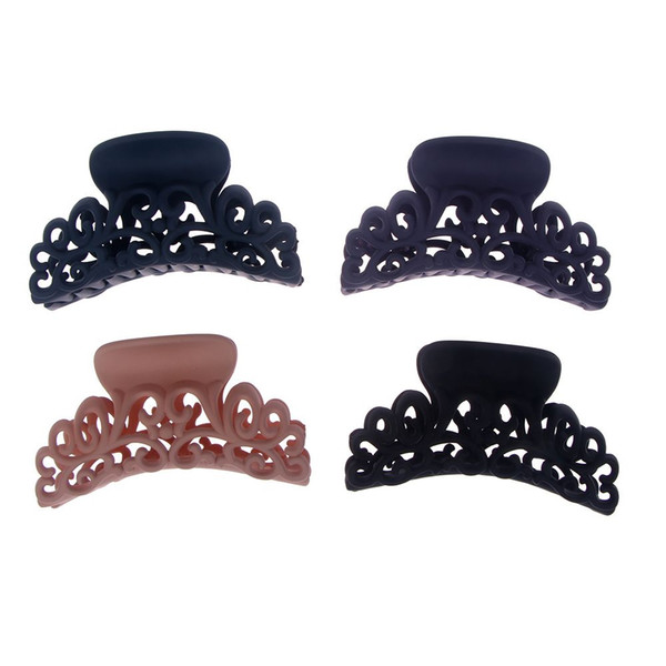 New Arrival Hairdress For Women Scrub Black Plastic Hair Claw Clips Hollow Out Carving Crab For Hair Large Size Clamps