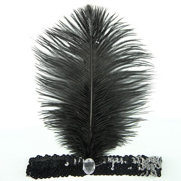 Ostrich Feather Headhand Fast Shipping Carnival Home Party 1920's Flapper Sequin Charleston Costume Ostrich Feather Headband Fast Shipping