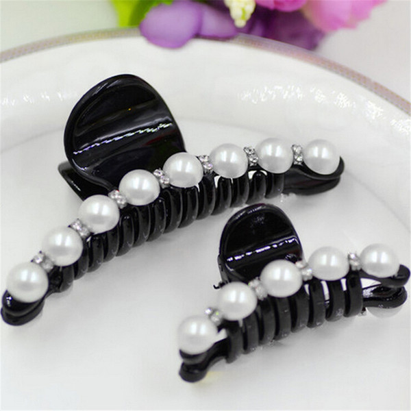 Headwear Hair Pins Accessories Black Big Rhinestone Hairpins Pearl Hair Clips Crab For Women Girls Barrettes