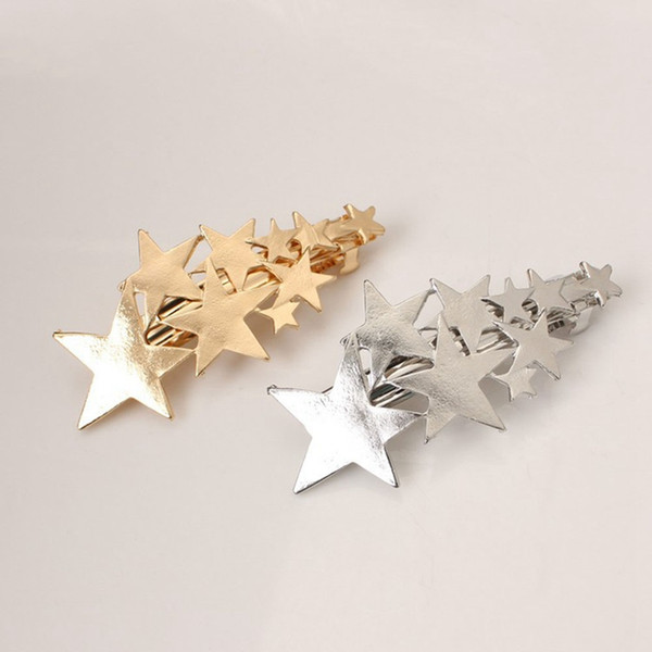 1 Pcs 2 Colors Fashion Women Gold And Sliver Star Hair Clips Barrette Hairpin New Style And Delicate For Girls Gift Charming