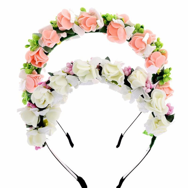 Double Flower Headband Beach Jewelry Bride Bridesmaid Wreath Handband