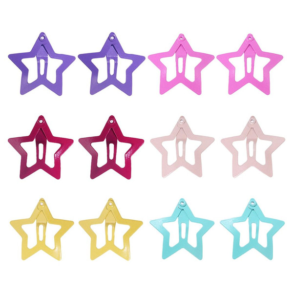 12PCS Colorful Safe High Quality Star Shape Hairpins Headwear Barrettes Hair Clips for Baby Girls Teenagers Children