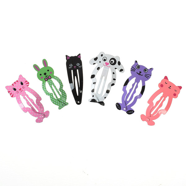 6pcs animal hairpin metal baking paint girl bb clip color print panda simple hair accessories tiara women kids Hair Clip