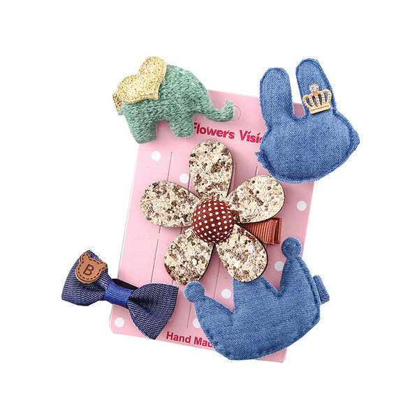15SET / LOT Children Headwear Girl Hairpins Bow Kid Bow Hair Clips Floral Headbands Cute Headdress Crown Bowknot band Hairpin