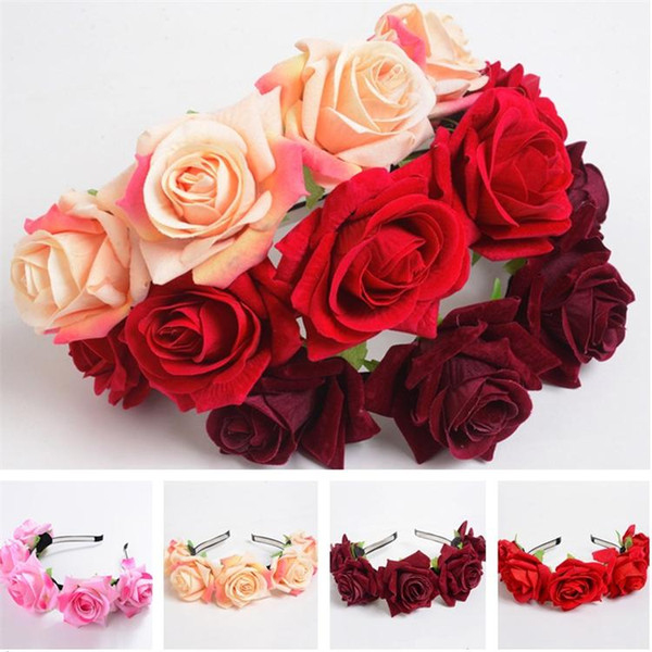 wreath hair Bohemia Handmade Flower Crown Wedding Bridal Wreath Headdress seaside tourist Flowers hairband
